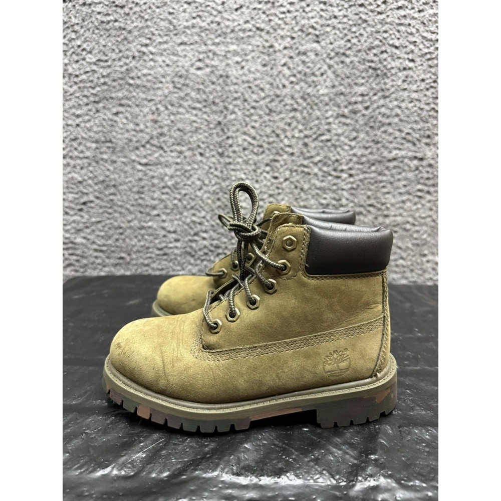 Timberland 6-Inch Premium Leather Boots Olive Green 1878A Boys Size 13 US - Picture 5 of 10